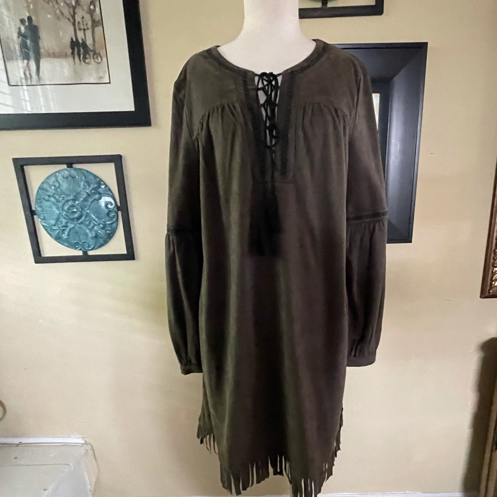Blu Pepper Faux Suede Boho Dress